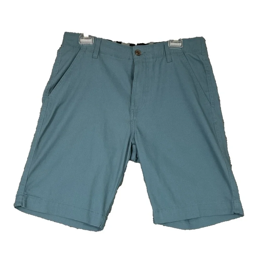 Lot of 2 Iron Co. Men's Chino Shorts Size 32 Sage Green Slate Blue Flat Front
